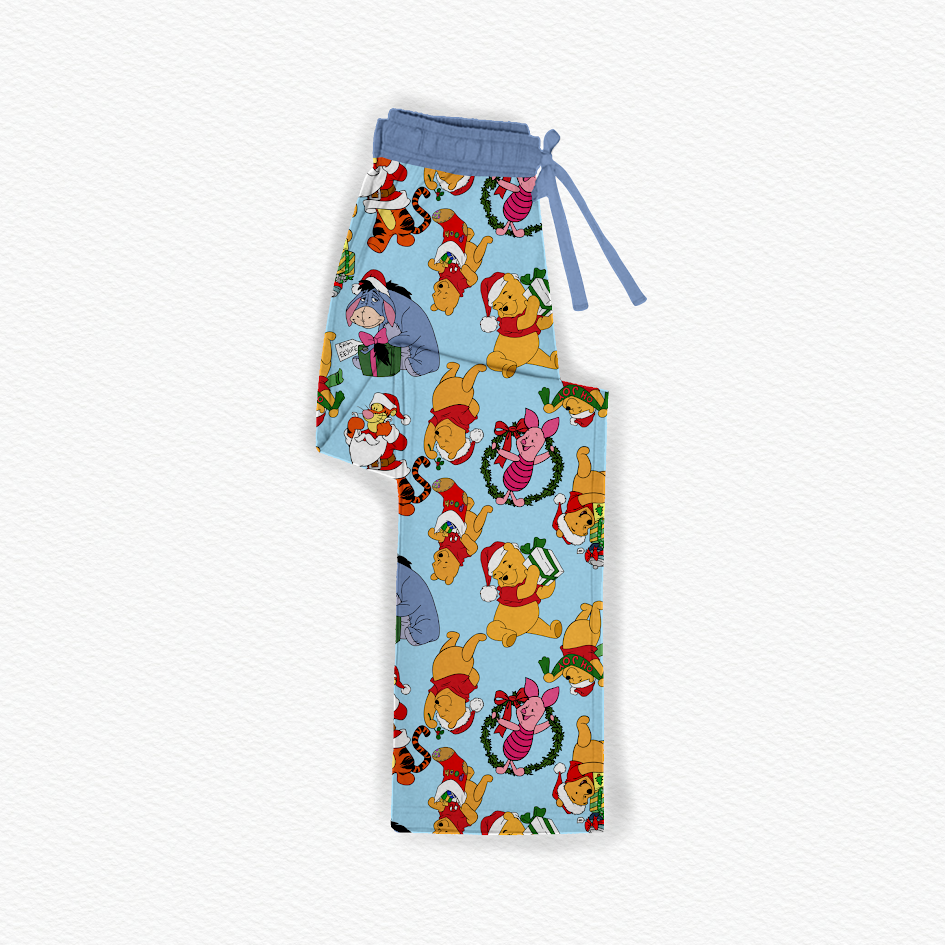 100 Acre Wood Winter Wonderland Bamboo Adult Straight Leg Style Pants