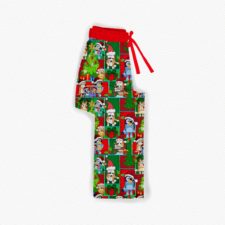 Holly Jolly Heelers Bamboo Adult Straight Leg Style Pants