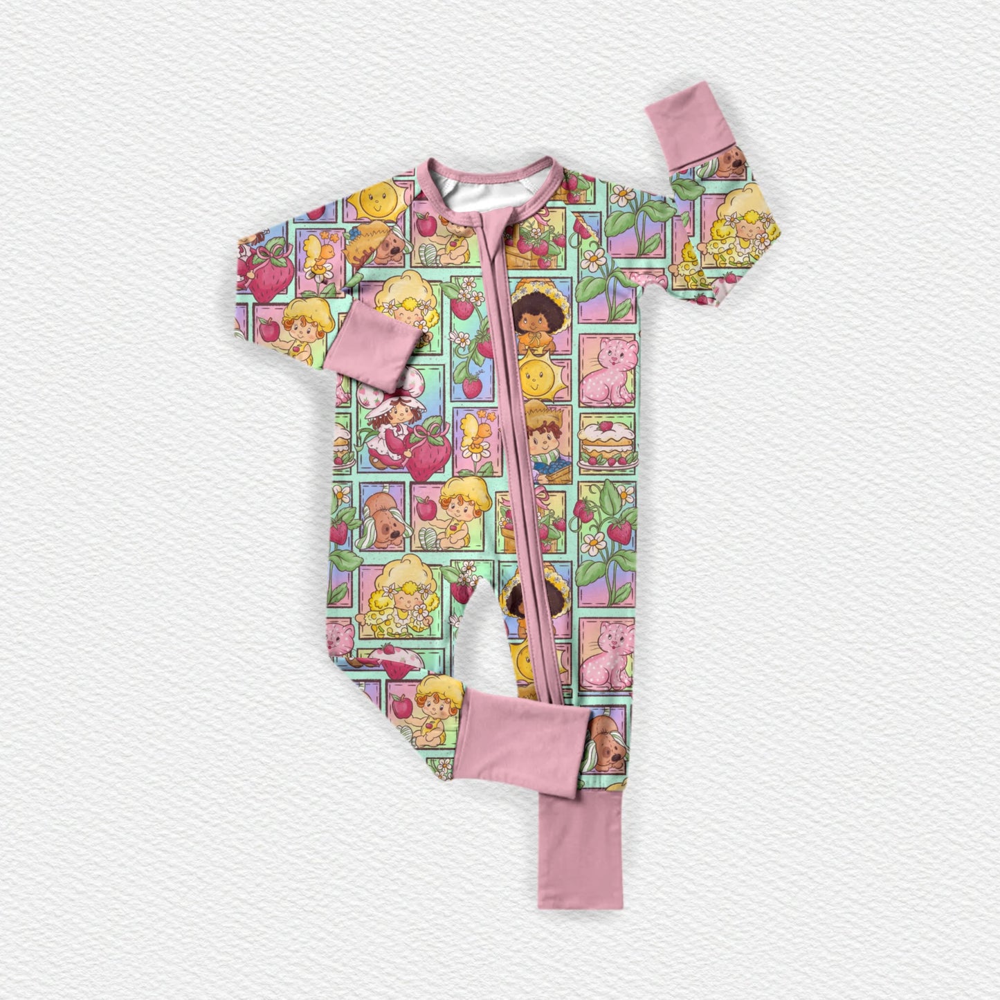 Strawberry Patchwork Bamboo Zippy Pajamas