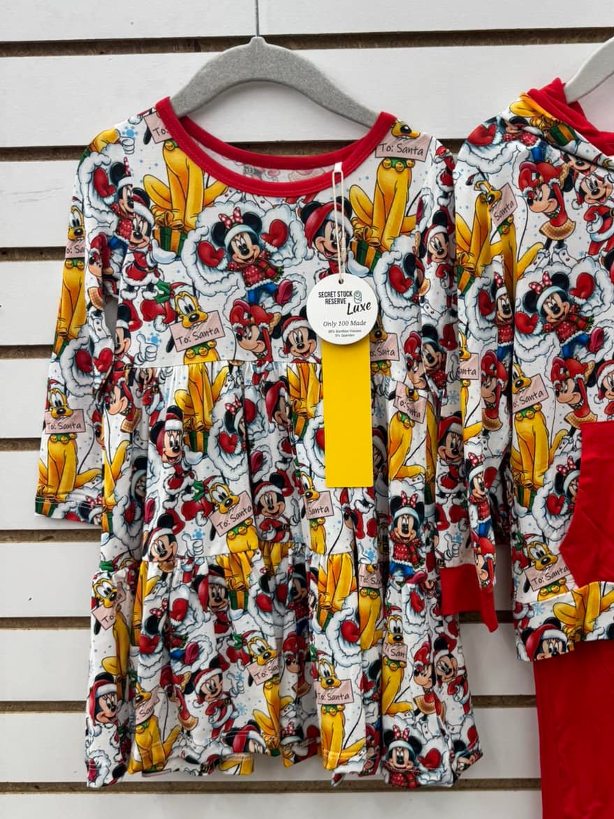 Christmas Disney Pluto Bamboo Long Sleeve Dress
