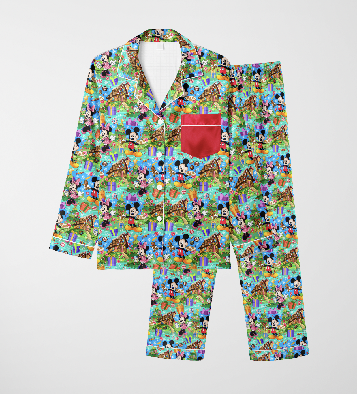 Candy Cane Lane ADULT Bamboo Sleepover Long Sleeve & Pants Two Piece Pajama Set