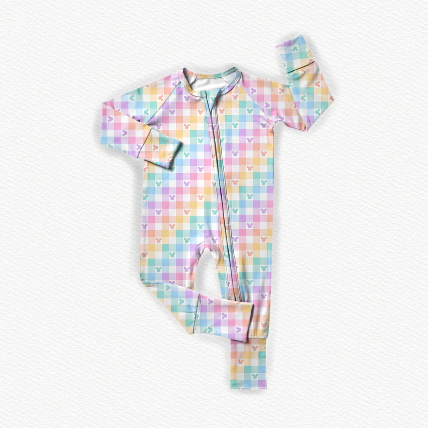 Checkered Pastels Bamboo Zippy Pajamas