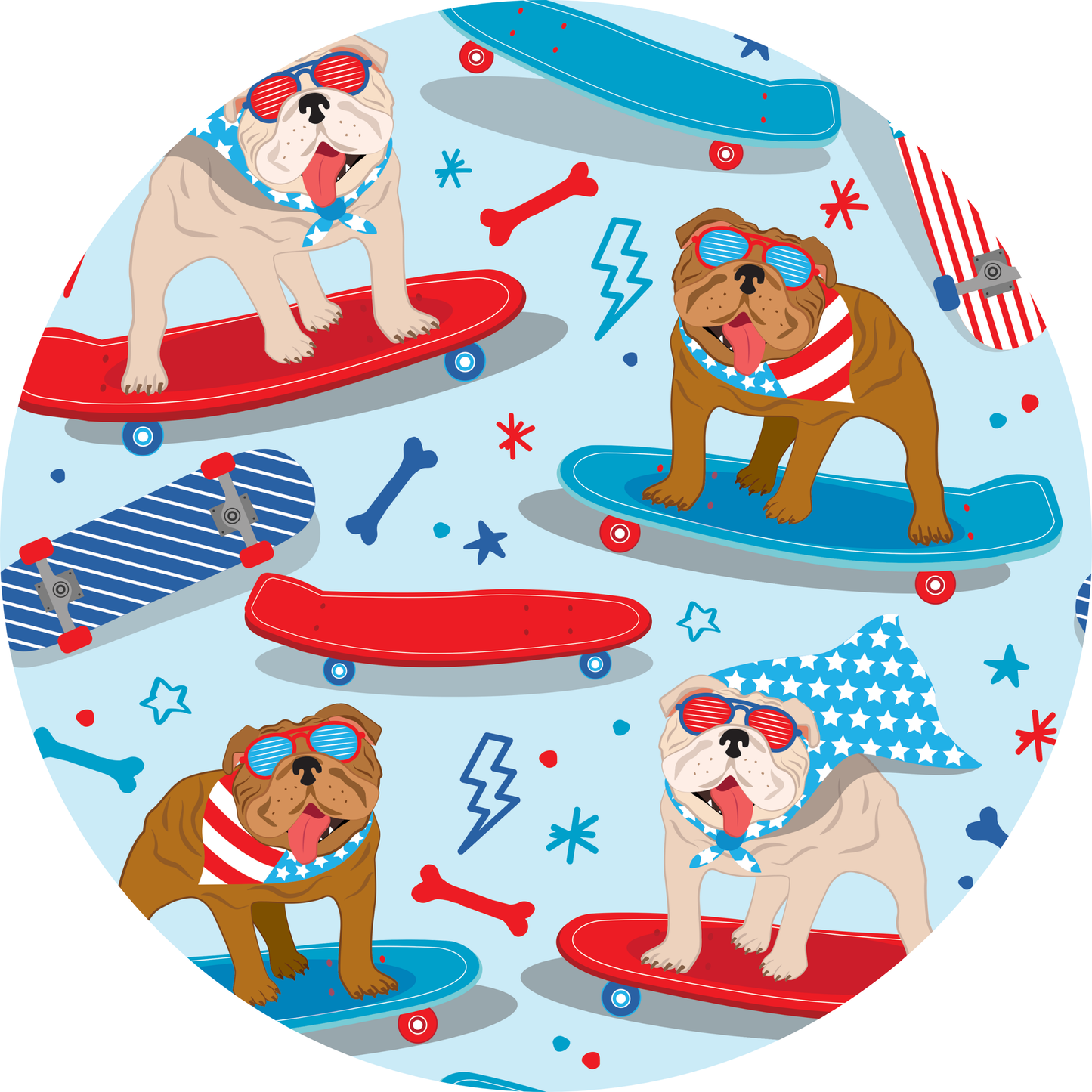 Patriotic Pups Bamboo Short Sleeve Shorts Two Piece Pajama Set