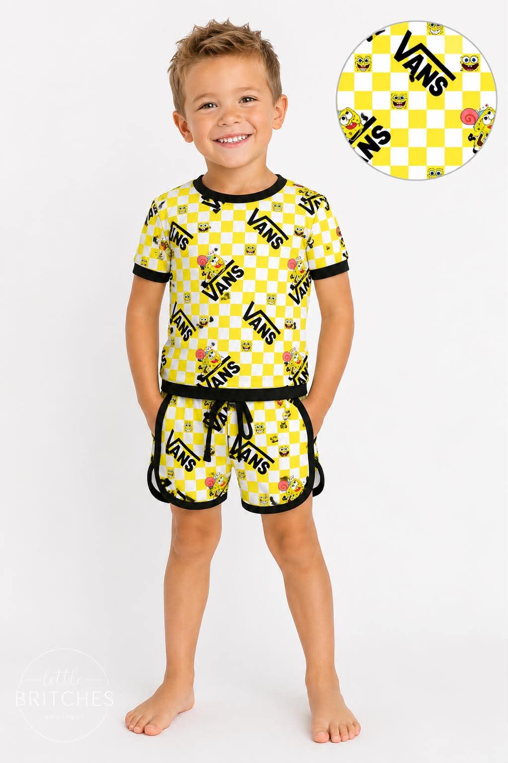 Squarepants Skatepark Short Sleeve & Shorts Retro Set