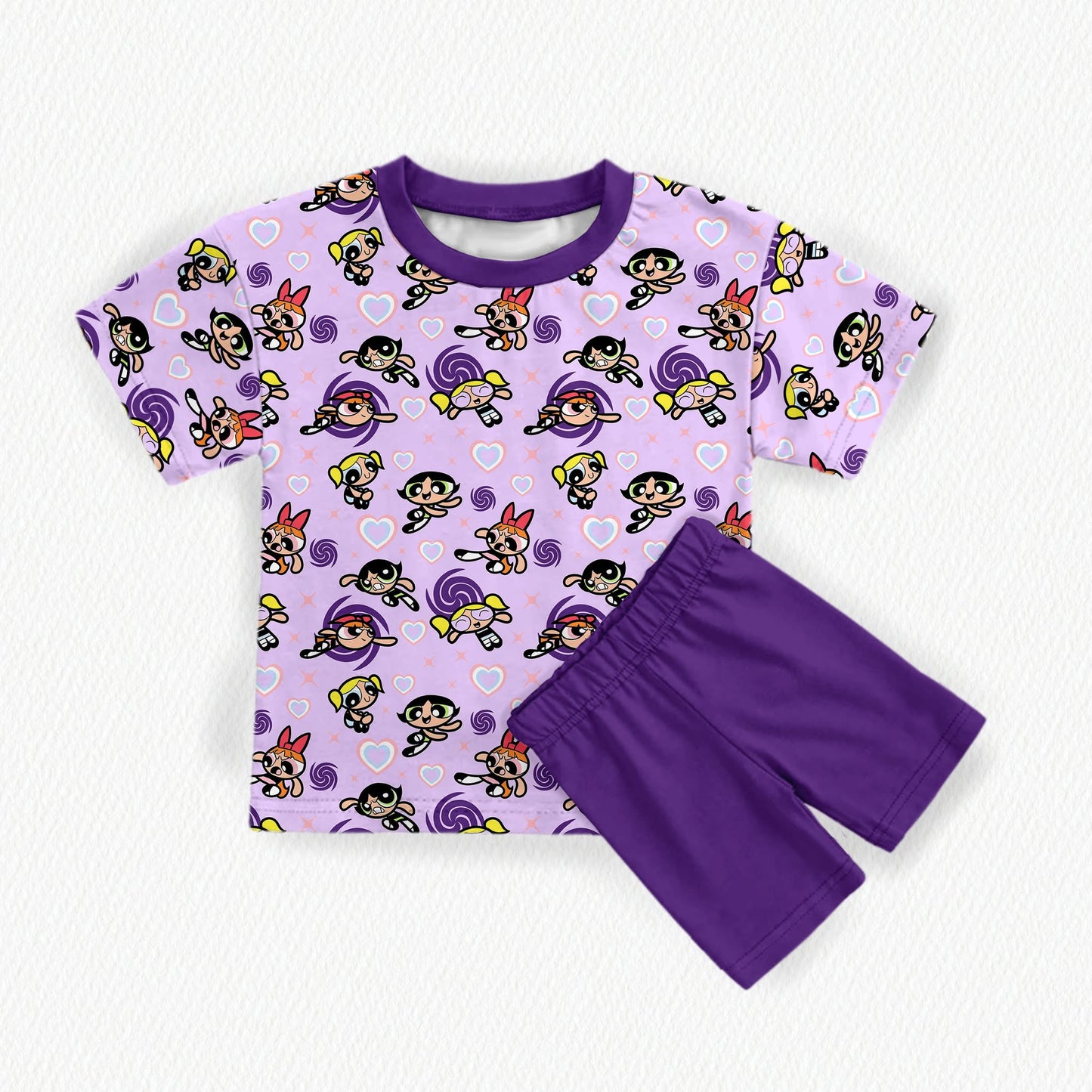 Powerpuff Girls Bamboo Adult Oversized Pocket Tee & Biker Shorts (with pockets) Set