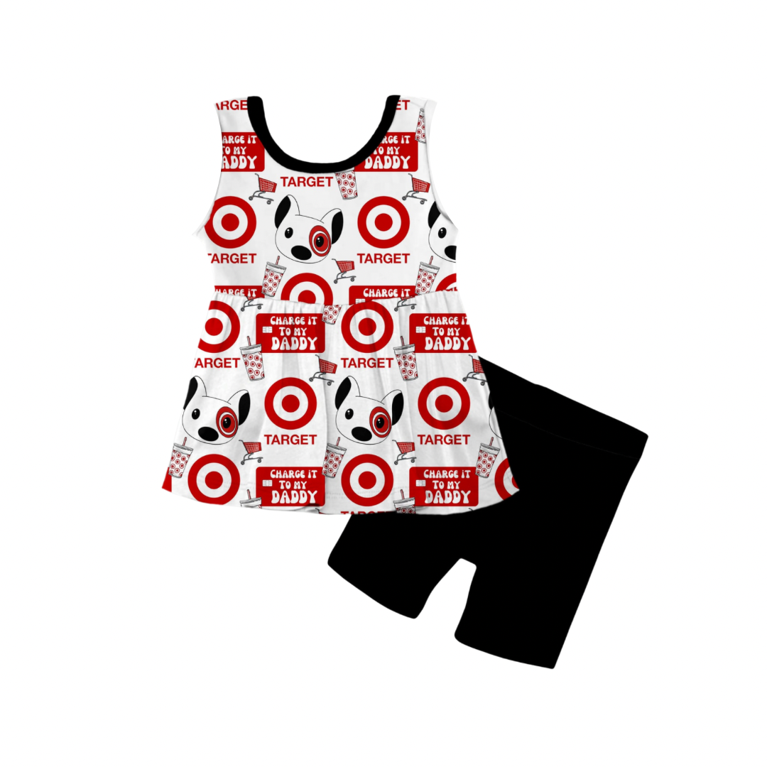 Daddy's Debit Bamboo Tank Peplum & Shorts Set
