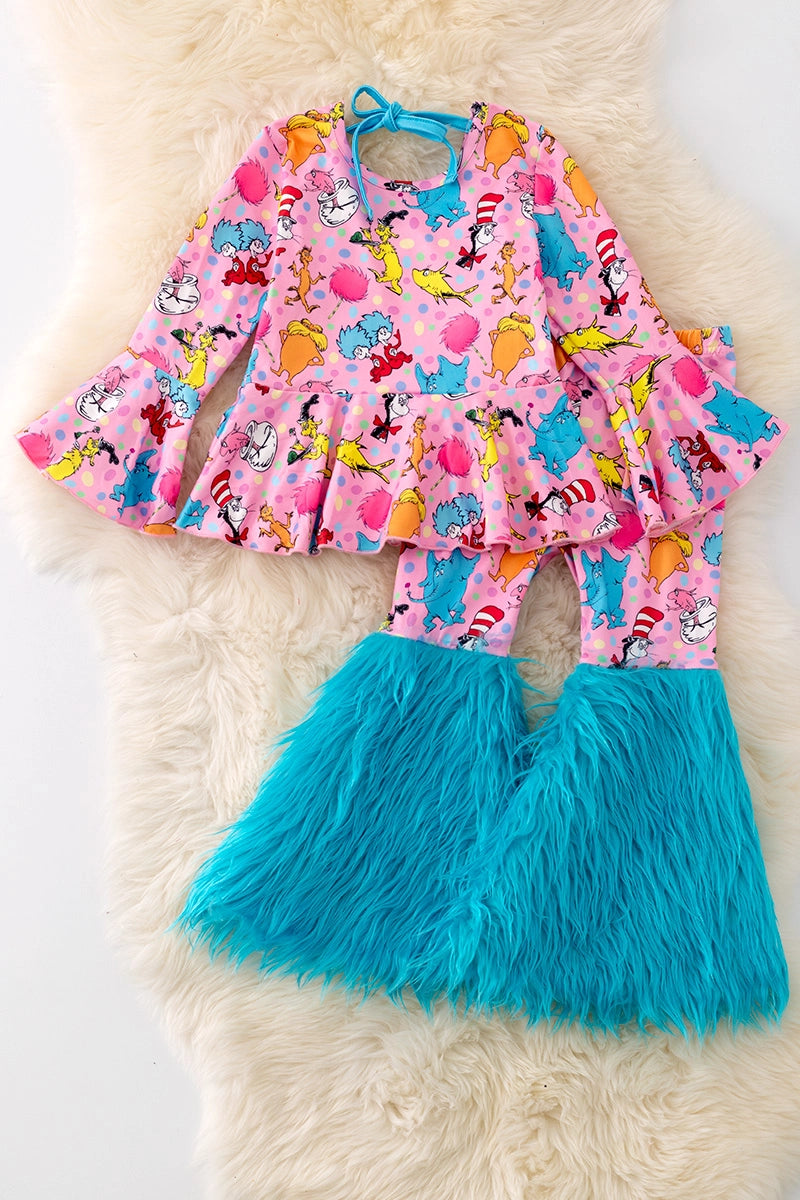 Storytime Pink Top & Bottoms Set with Fur Bells