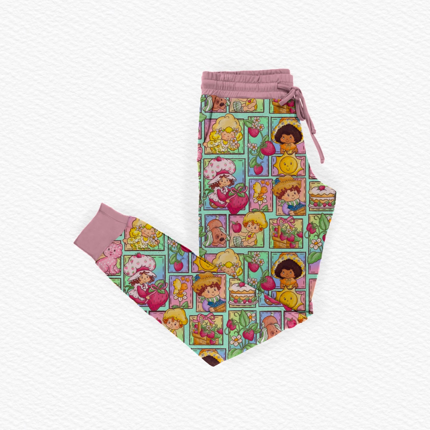 Strawberry Patchwork Bamboo Adult Jogger Style Pants