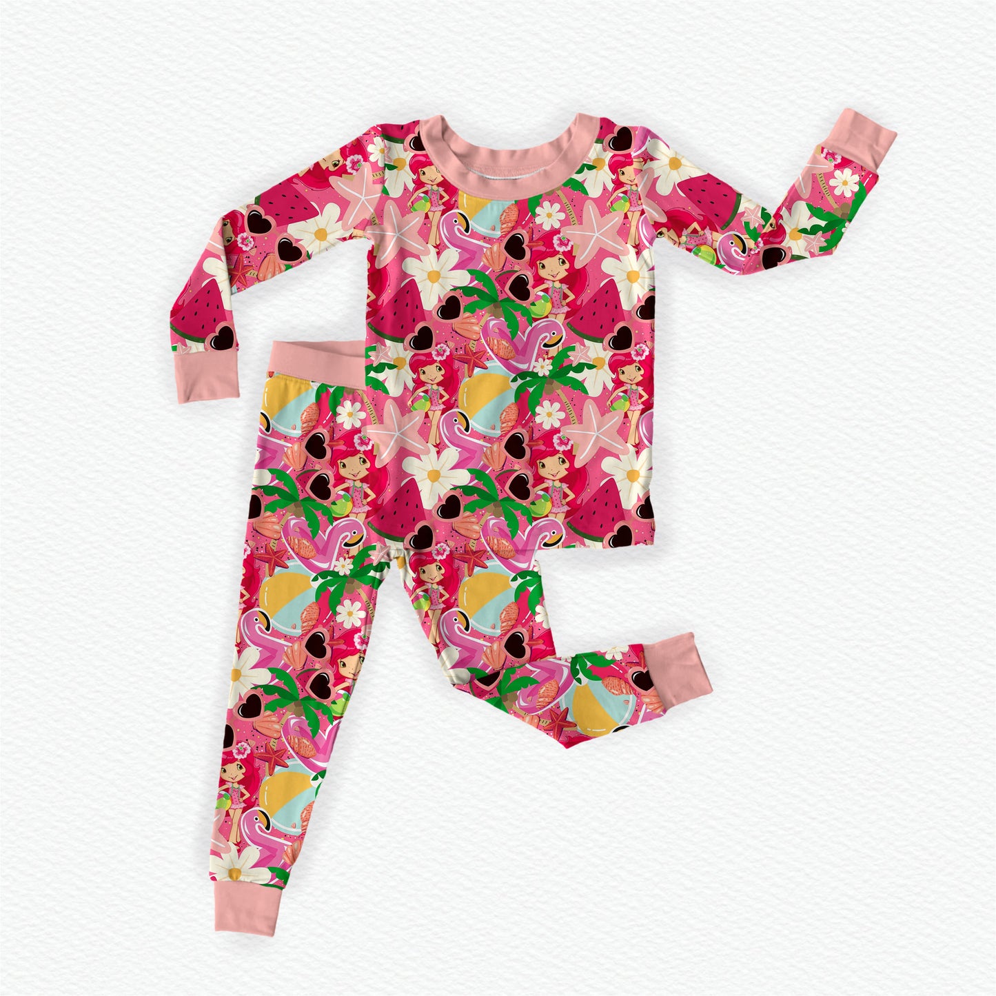 Berry Fun Summer Bamboo Long Sleeve Two Piece Pajama Set
