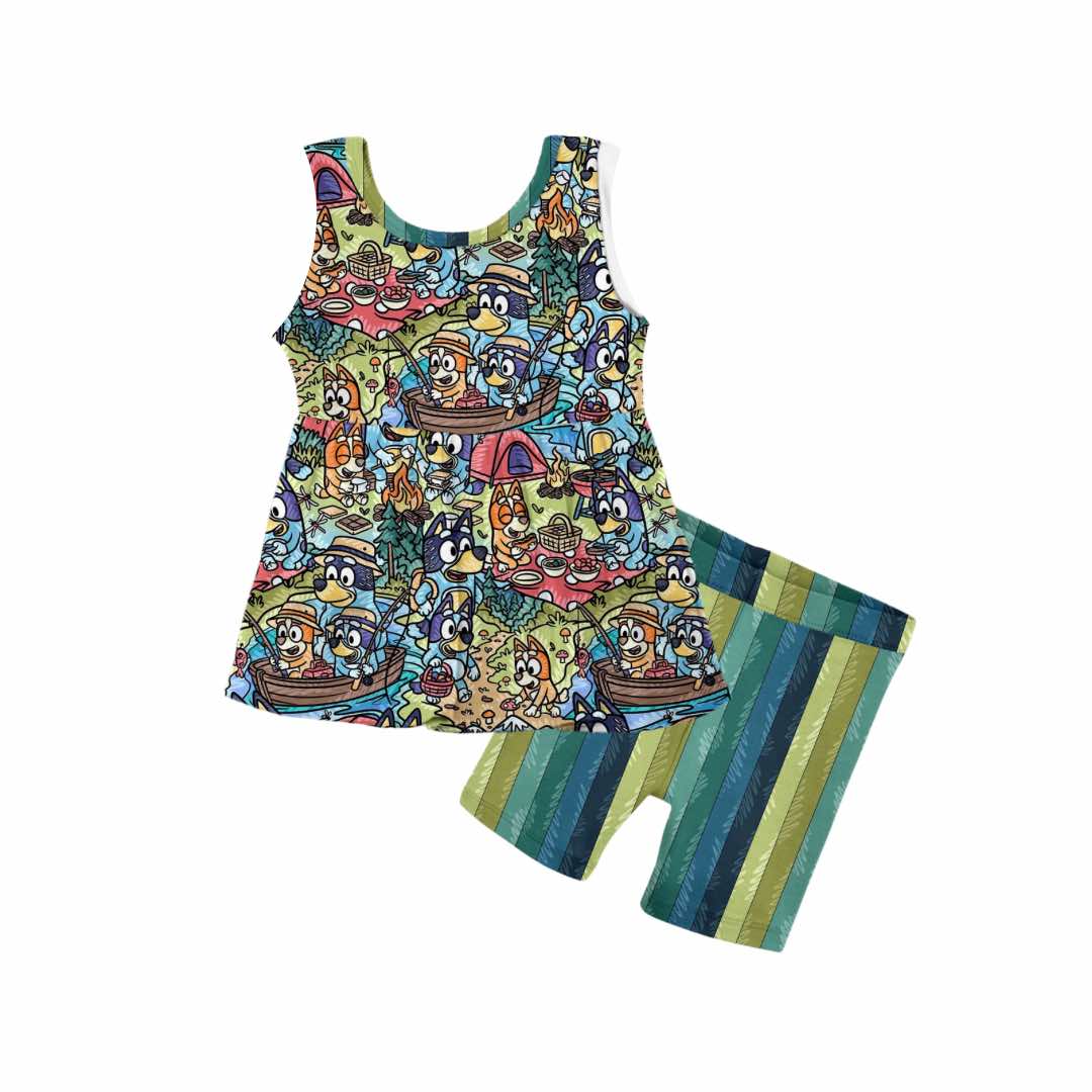 Camp Dad Bamboo Tank Peplum & Shorts Set