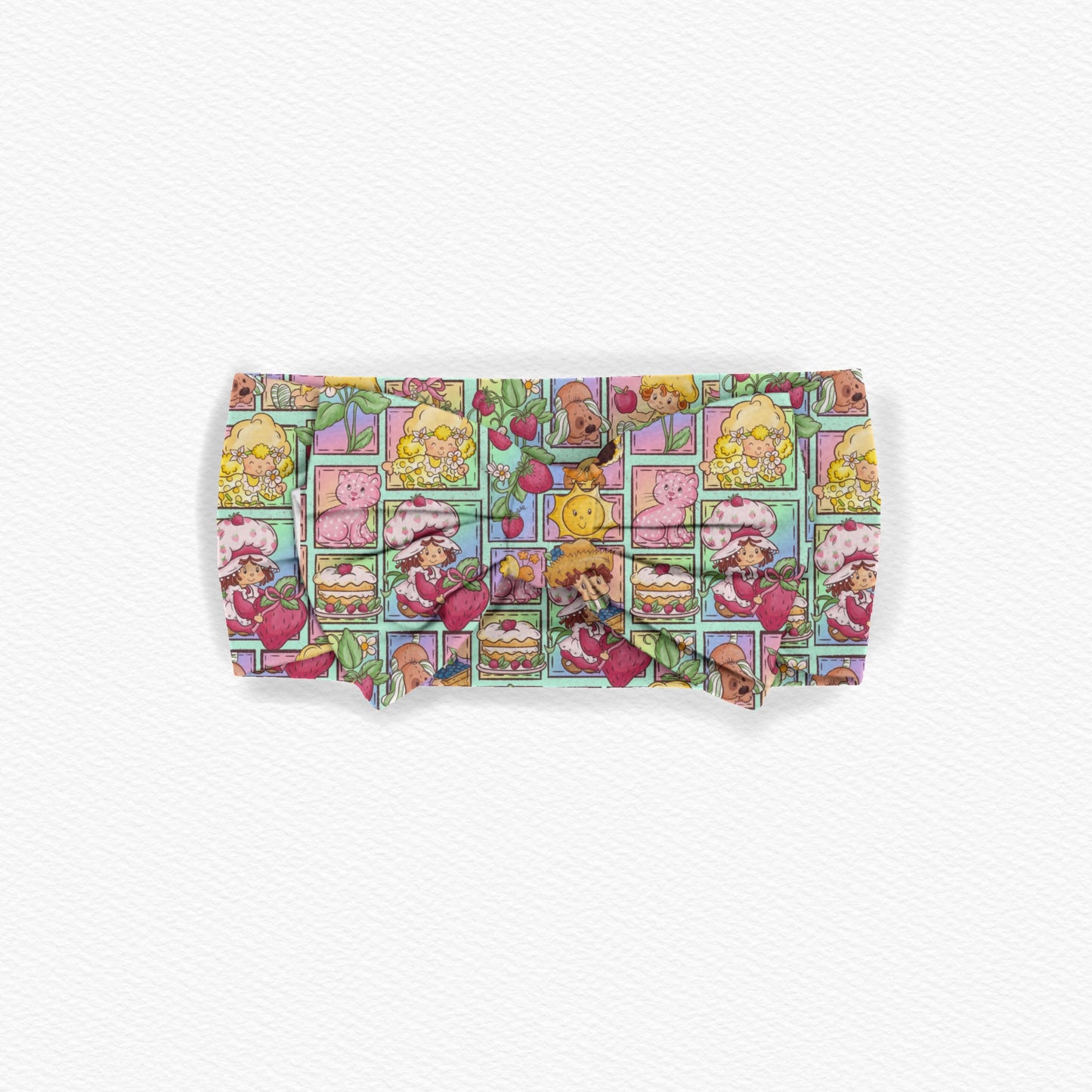 Strawberry Patchwork Bamboo Bow Headband