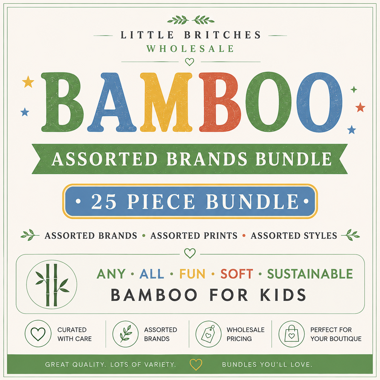 All Brands Children's Bamboo Bundle | 25 Piece Wholesale Assortment