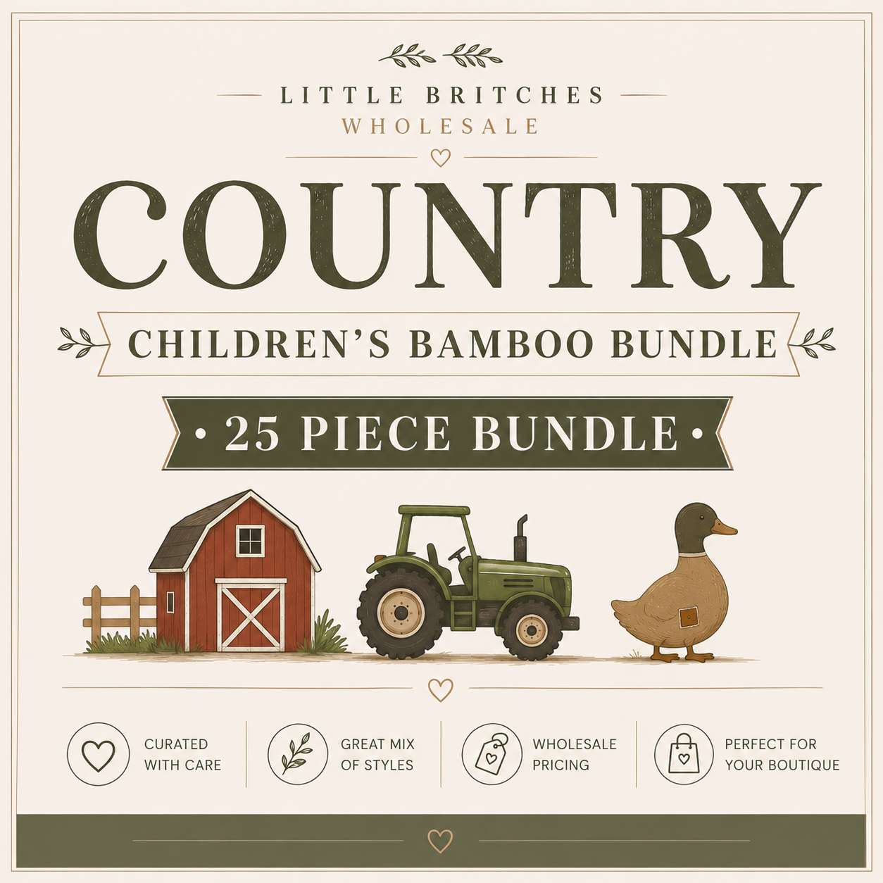 Country Theme Children's Bamboo Bundle | 25 Piece Wholesale Assortment