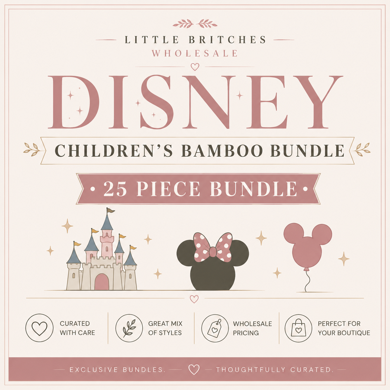 Disney Theme Children's Bamboo Bundle | 25 Piece Wholesale Assortment