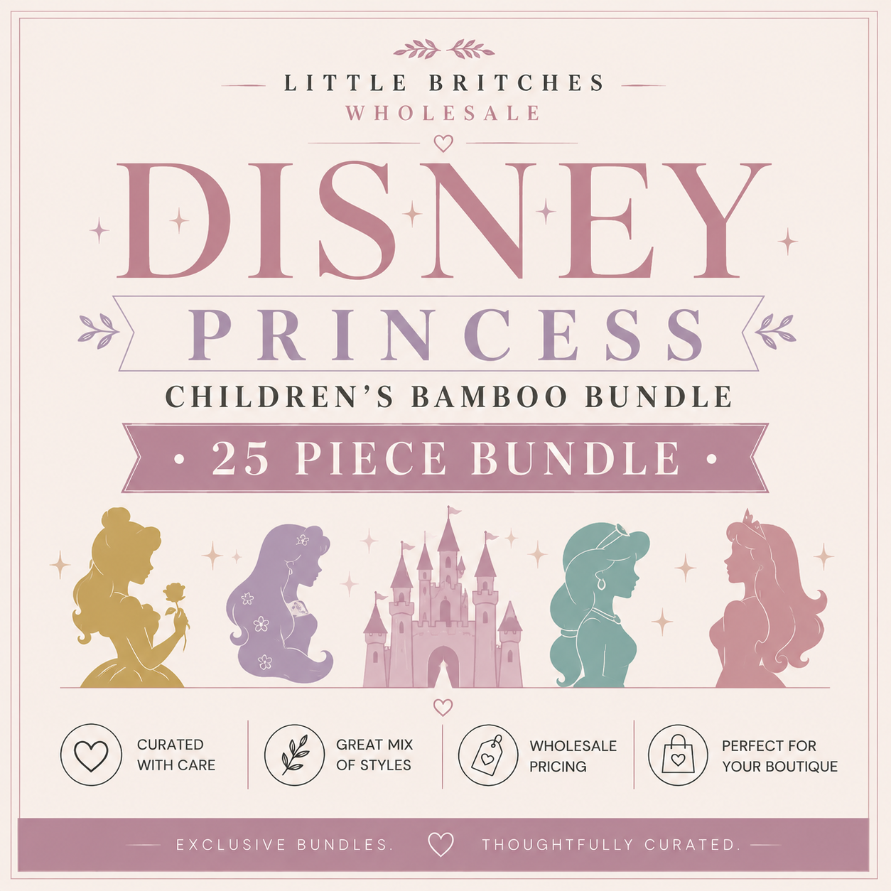 Disney Princess Bamboo Bundle | 25 Piece Wholesale Assortment