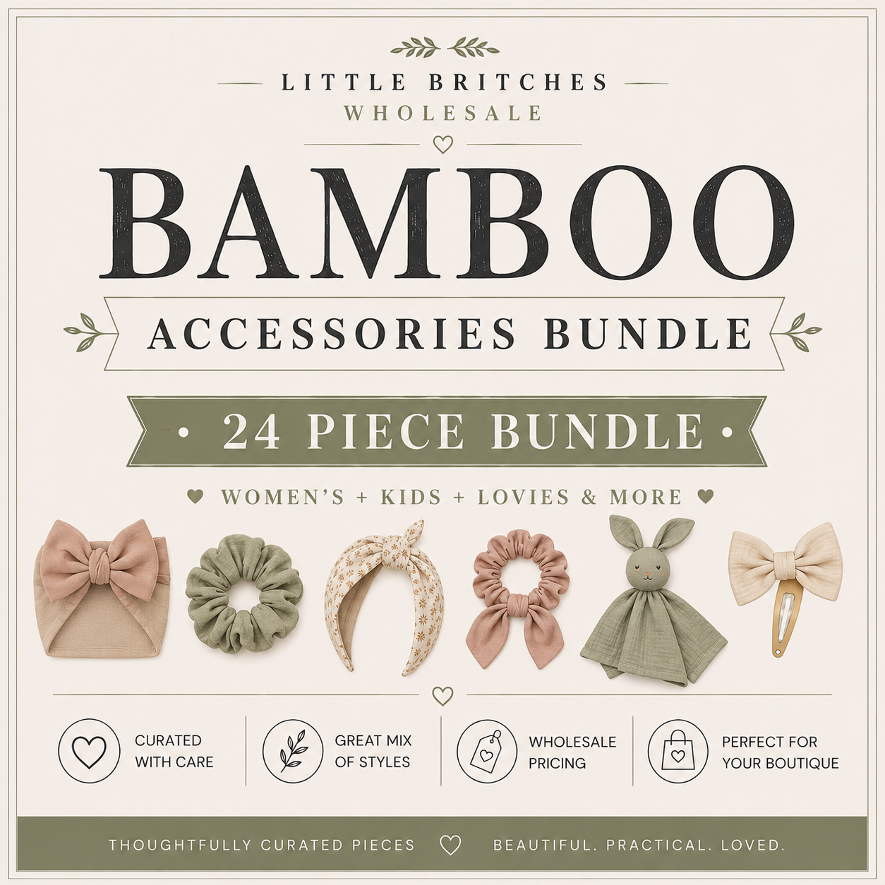 Headwear & Accessories Bamboo Bundle | 24 Piece Wholesale Assortment