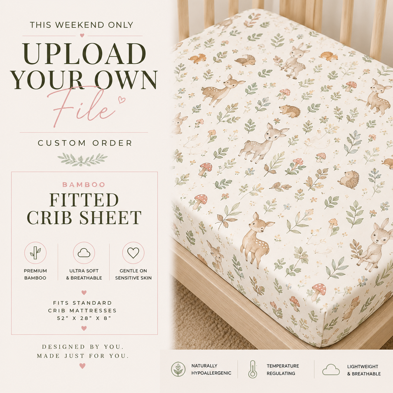 Upload Your Own File | CUSTOM BAMBOO | Bamboo Crib Sheet