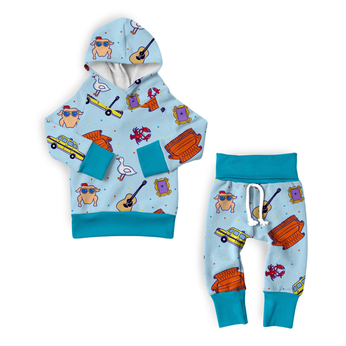 Best Friends Cotton Hooded Jogger Set With Comfort Stretch Waistband