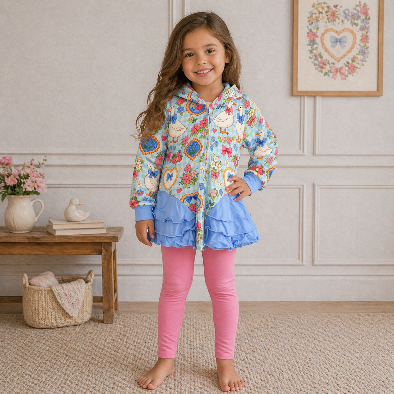 Coquette Girly Bamboo Ruffle Zip Up Jacket