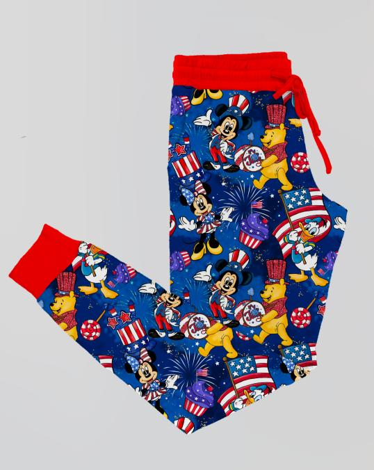 Red, White, and Magic Bamboo Adult Jogger Style Pants