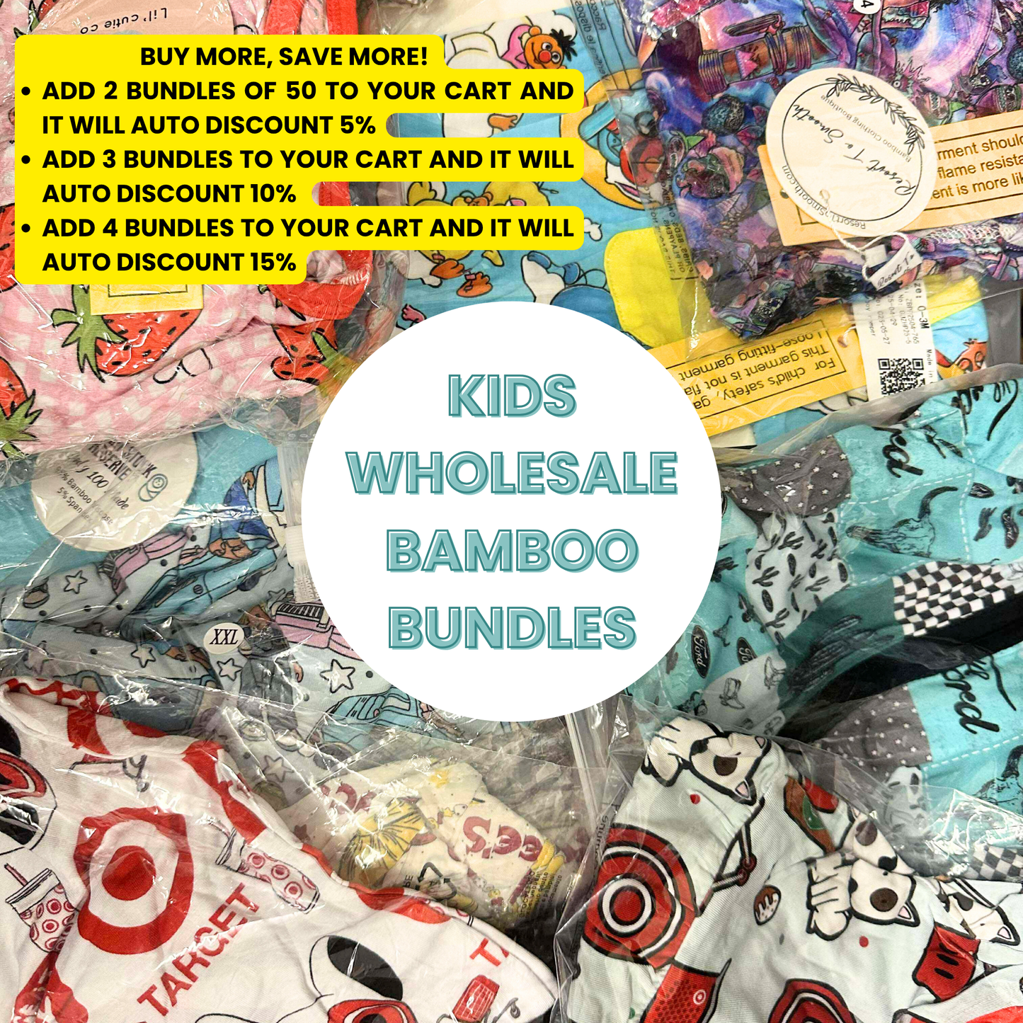 Reseller Bamboo Bundles ANY/ALL BRANDS - Children's Items - BUY MORE SAVE MORE 50 PIECE BUNDLES