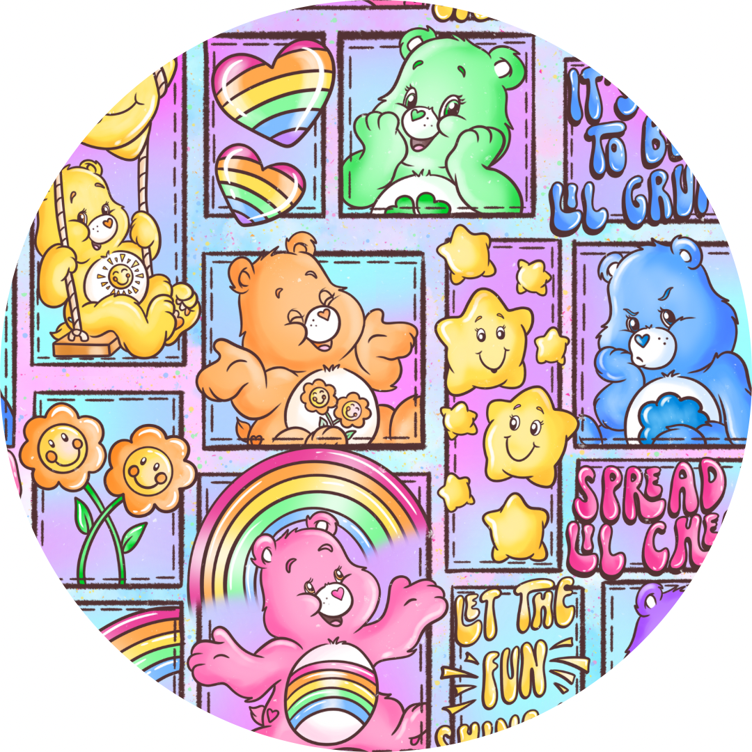 Care Bears Patchwork Bamboo Short Sleeve Ruffle Dress
