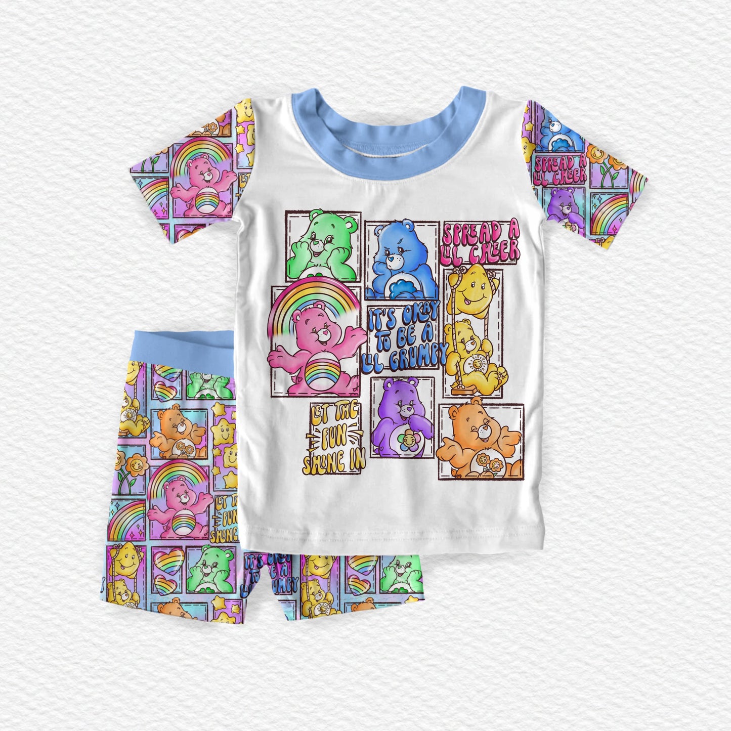 Care Bears Patchwork Bamboo Short Sleeve Two Piece Pajama Set