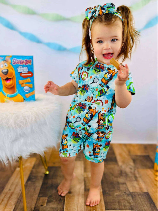 Ruh-Roh Ringo Shortie Pocket Cotton Romper
