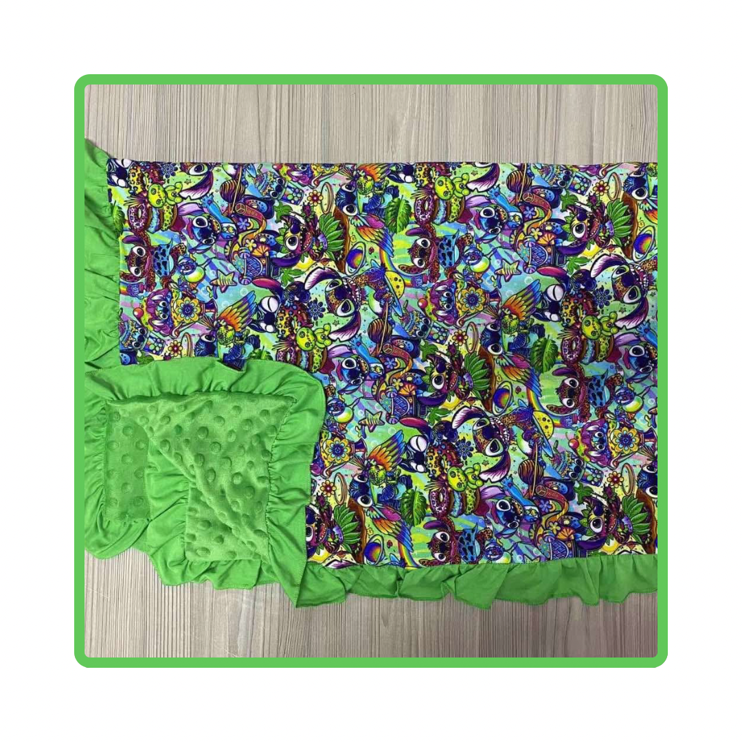 Badness Level Rising Bamboo Minky Dot Toddler Blanket With Ruffle