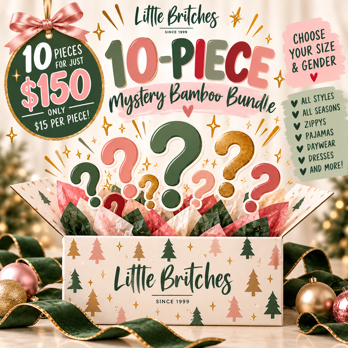 10-Piece Mystery Bamboo Bundle | All Styles & Seasons | Choose Size & Gender