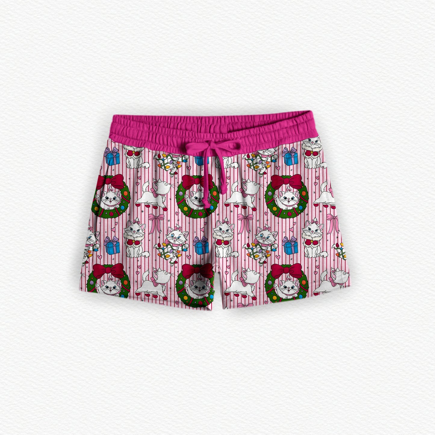 Purrdy In Pink Christmas Bamboo Women's Pajama Shorts