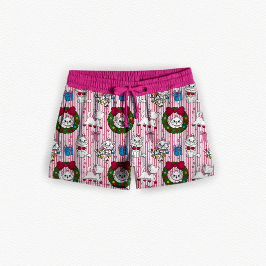 Purrdy In Pink Christmas Bamboo Women's Pajama Shorts