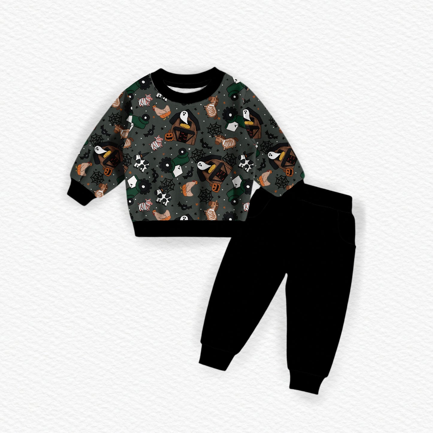 CockadoodleBOO Halloween Bamboo Crewneck & Jogger Set