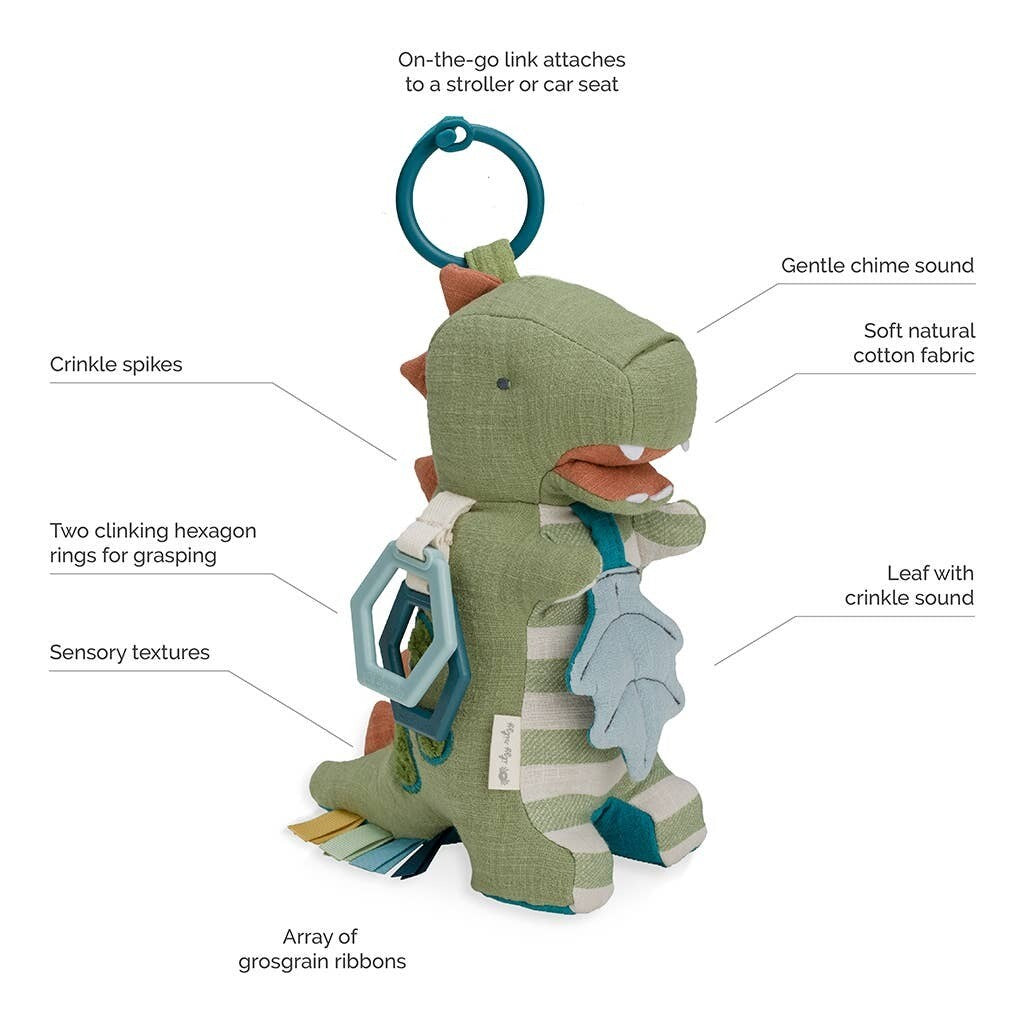 Itzy Ritzy Bespoke Link & Love™ Dino Activity Plush with Teether Toy