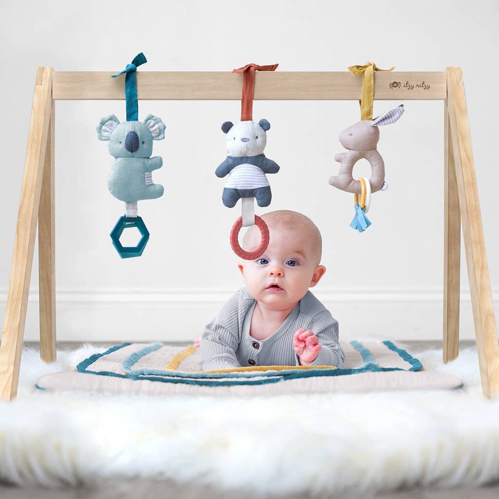 Itzy Ritzy BeSpoke Wooden Activity Gym and mat with toys