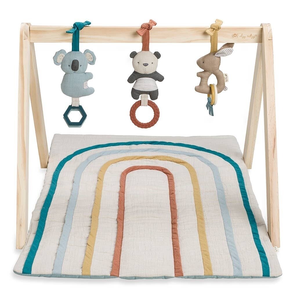 Itzy Ritzy BeSpoke Wooden Activity Gym and mat with toys