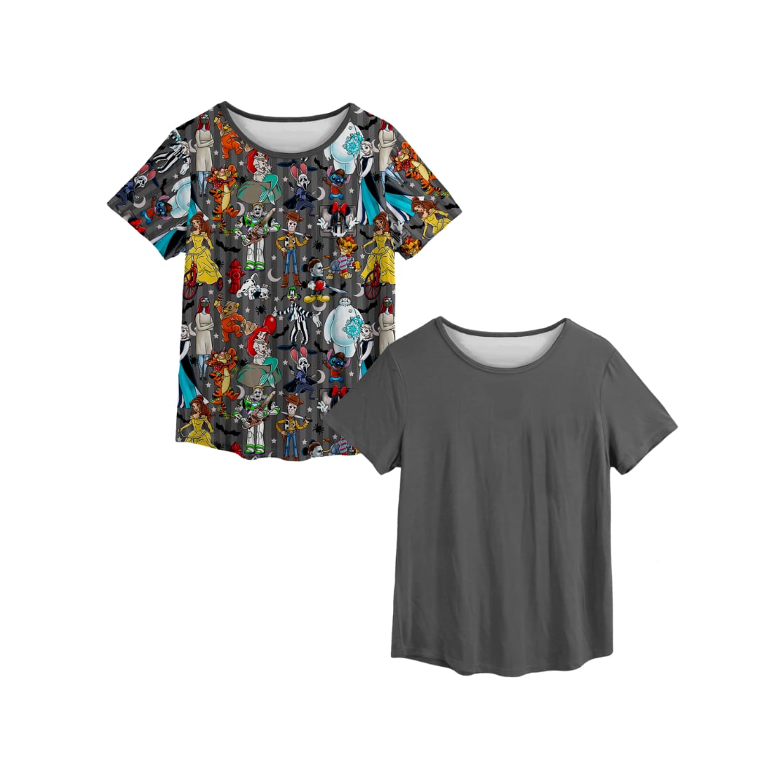 Storytime Scares Grey Bamboo Women's Bedtime Essentials Tee Set