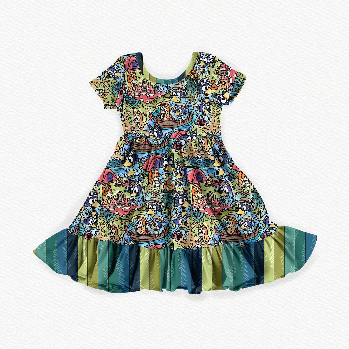 Camp Dad Bamboo Short Sleeve Ruffle Dress