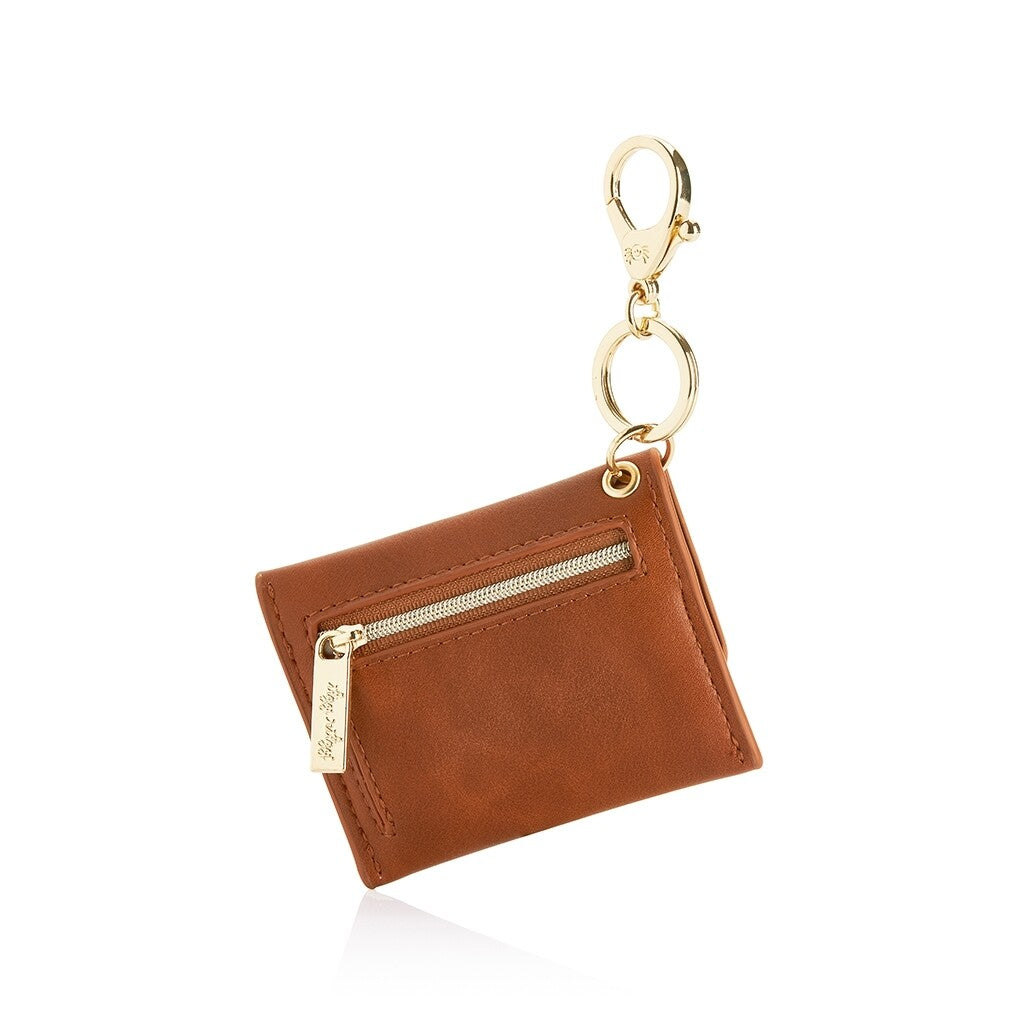Itzy Ritzy Mini Wallet™ Card Holder & Key Chain Charm- Cognac