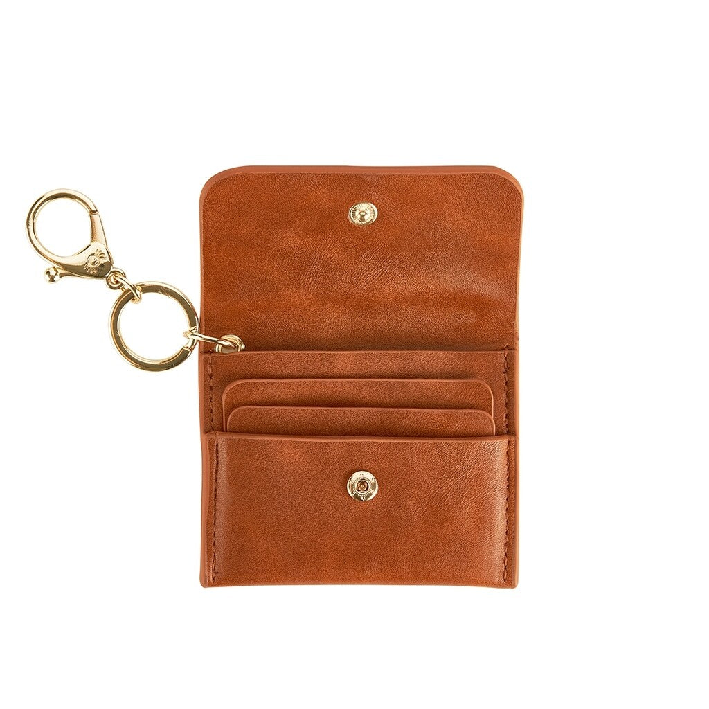 Itzy Ritzy Mini Wallet™ Card Holder & Key Chain Charm- Cognac