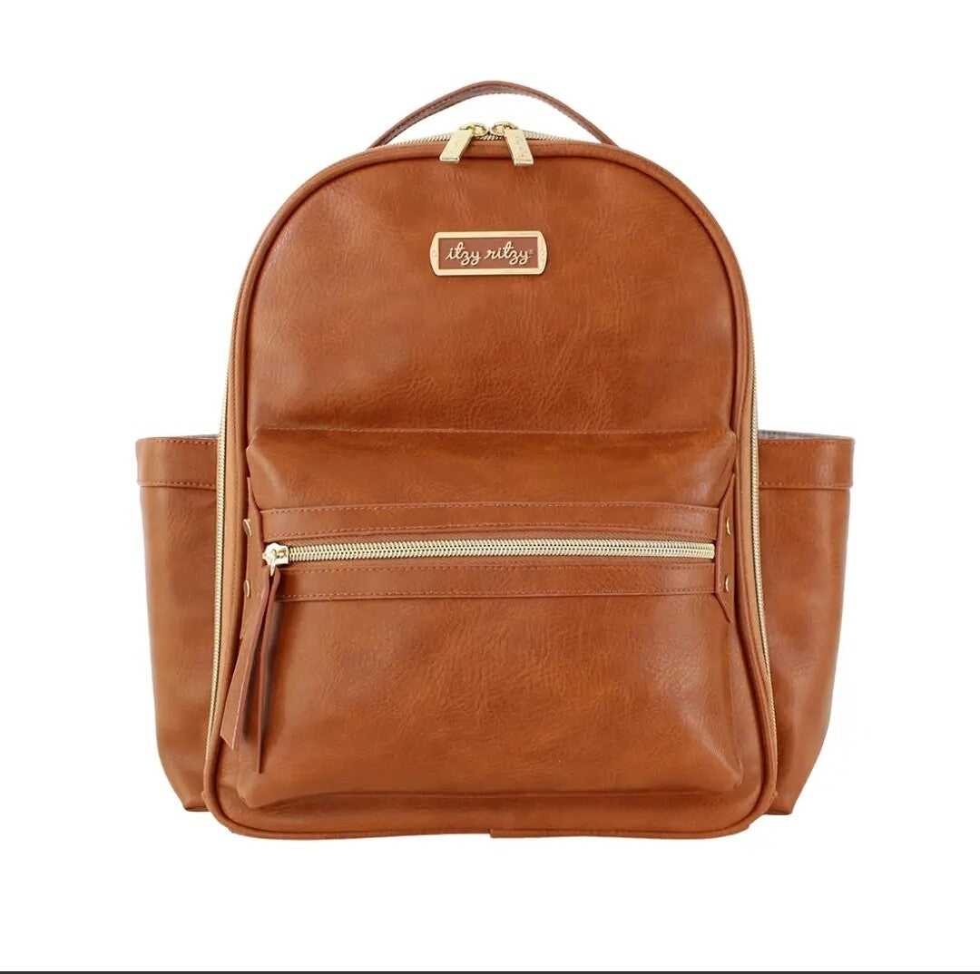 Itzy Ritzy Mini Diaper Bag Boss Backpack Cognac