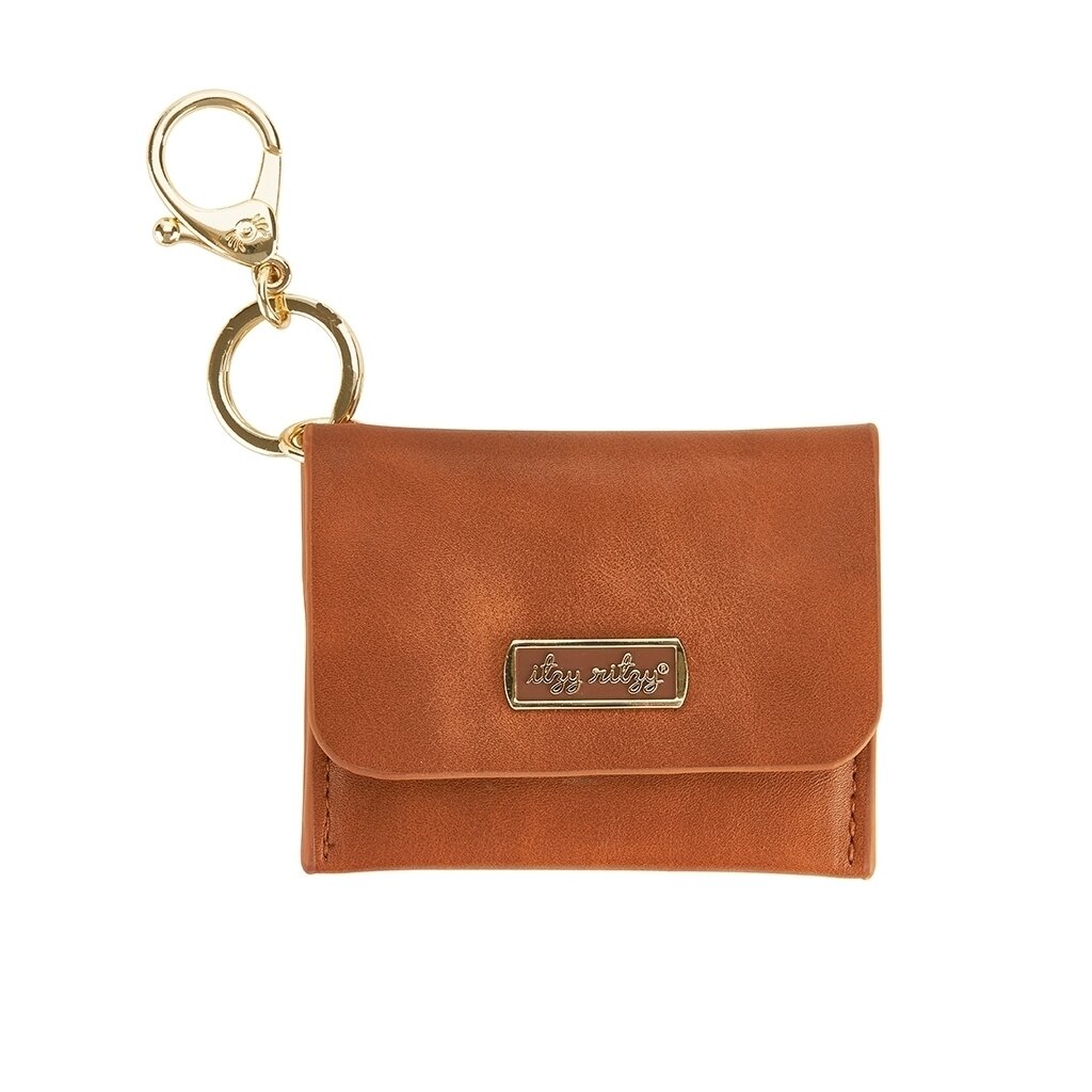 Itzy Ritzy Mini Wallet™ Card Holder & Key Chain Charm- Cognac