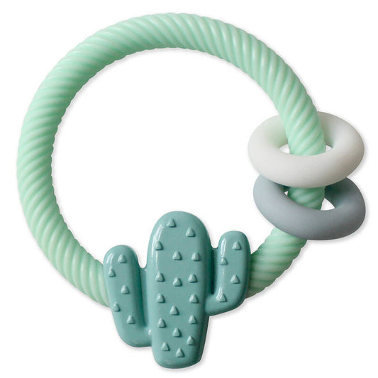 Itzy Ritzy Rattle Mint Green Cable Cactus