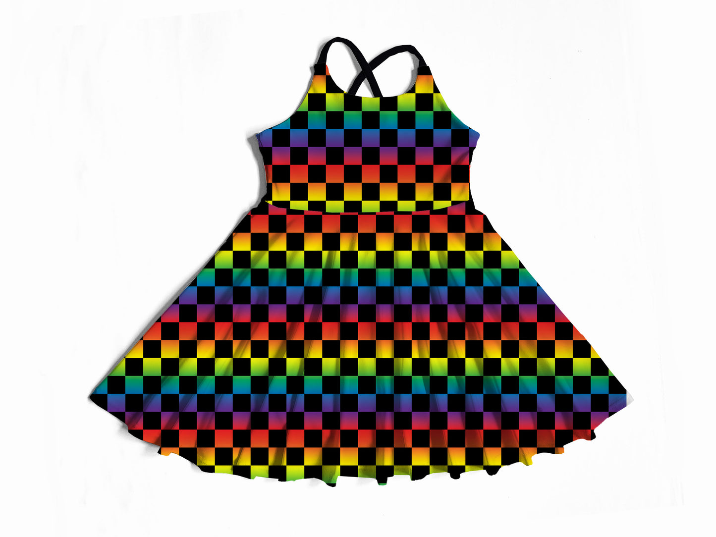 Rainbow Checkers Bamboo Brielle Dress