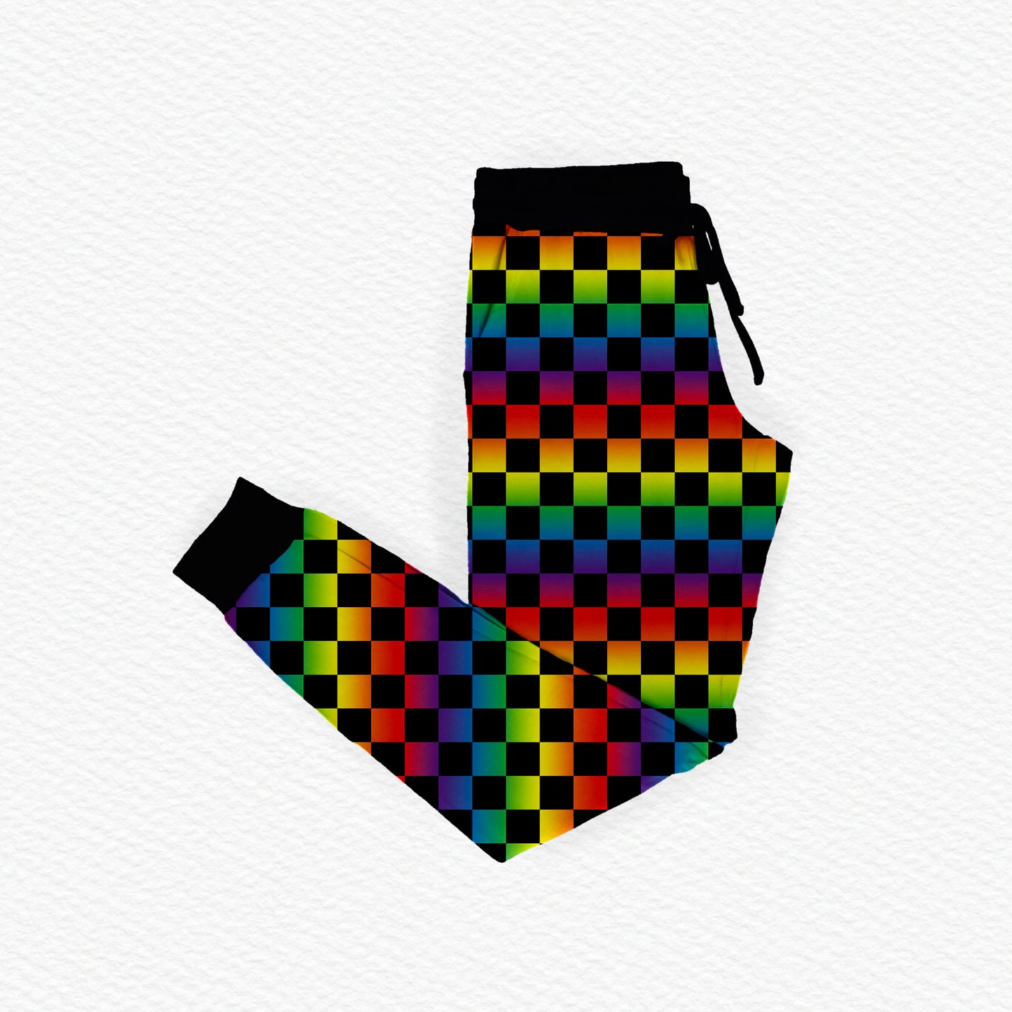 Rainbow Checkers Bamboo Adult Jogger Style Pants