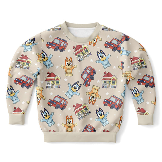 Blue Heelers Tiny People Crewneck Bamboo French Terry Pullover