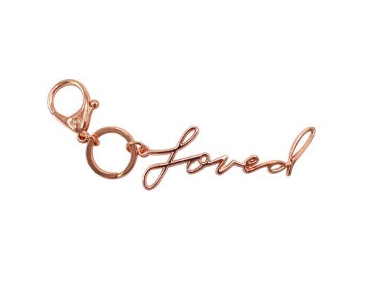 Itzy Ritzy Charm Keychain- Rose Gold Loved