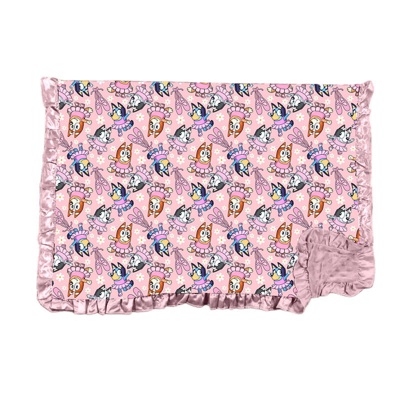 Heeler Ballerina Bamboo Minky Dot Toddler Blanket With Ruffle