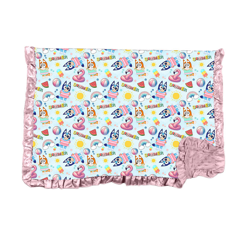 Heeler Summer Bamboo Minky Dot Toddler Blanket With Ruffle