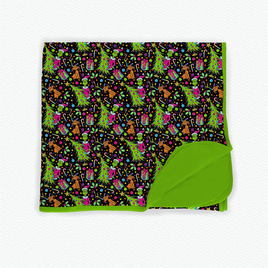 Neon Grump Christmas Double Layer 50x50 Bamboo Blanket
